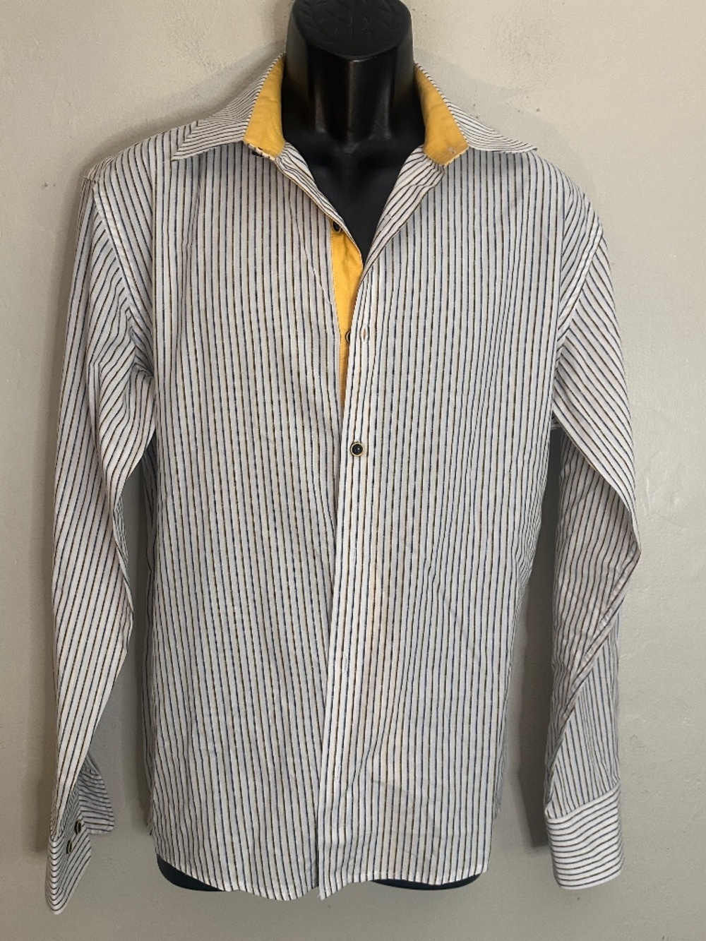 Steven Land Contrast Long Sleeve Shirt 16.5/34-35 Gently worn 80% cotton